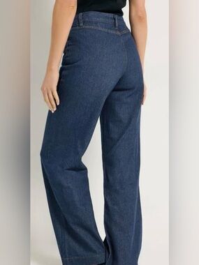LTS Tall Indigo blue classic high-waisted with pocket detail Wide-Leg Jeans